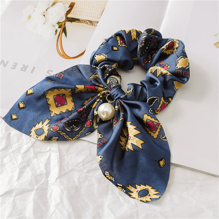 Pearl Pendant Large Intestine Ring Hair Band Women's Hair Knot Knotted Big Bow Hair Rope Pearl Pendant Large Intestine Ring Hair Band Women's Hair Knot Knotted Big Bow Hair Rope